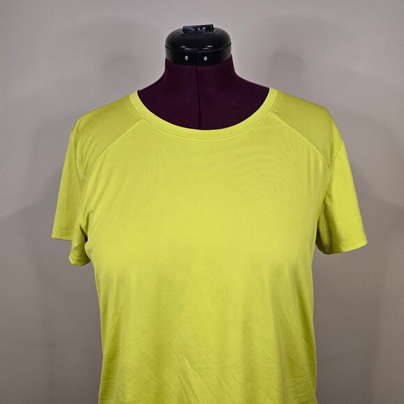 Women's Spyder "Active" Neon Green Short Sleeve Athletic Top Back Slit | Large - Picture 3 of 9